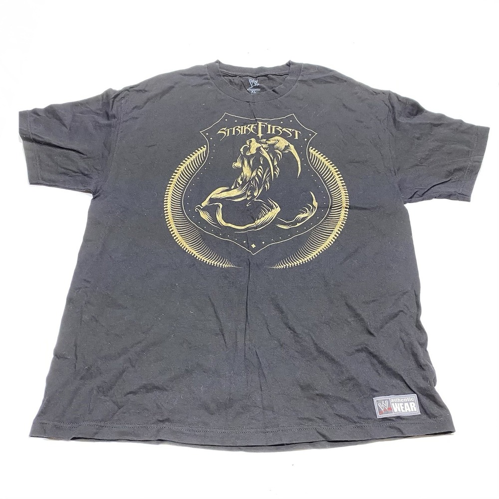 Randy Orton RKO Strike First WWE Shirt Mens XL Viper Spine Black Cotton Tee